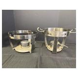 2 stainless round chafing dish stands, 10.25 &
