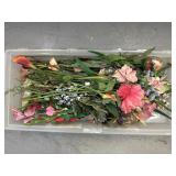 Artificial Pink & Purple Flowers in Plastic Tote