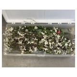 Artificial White Flowers in Plastic Tote