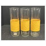 3- 10.5" Libby Glass Vases w/ Yellow Sleeves