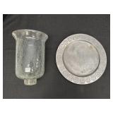 12.25" Pewter Charger & 10" crackle glass