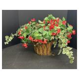 Red Floral Lighted Hanging Basket