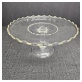Clear Glass Cake Stand w/ Scalloped Edge