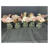 Dusty Rose/ Beige Florals in Glass Vases- like New