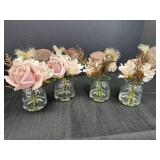 Dusty Rose/ Beige Florals in Glass Vases- like New