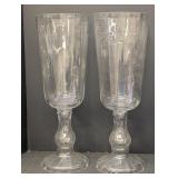 (2) 22in tall clear glass vases with pedestal base