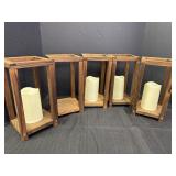 (5) Rustic Wooden Centerpiece Lanterns w/ (4)