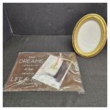 (2) Photo Frames: Gold Oval & "Dreams Come True"