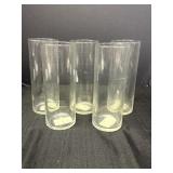 5 Libbey clear glass cylinder vases, 3 3/8 x 9in H