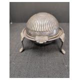 W A silver-plated dome roll top butter dish