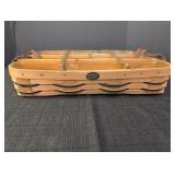 Peterboro basket w/ leather handles 2 plastic