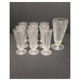 (9) Ribbed glass parfait glasses one ice cream