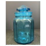 Vtg. Turquoise Glass Canister