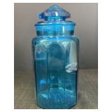 Vtg Turquoise Glass Canister