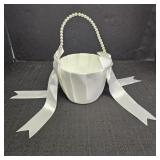 Pearl Handled Flower Girl Basket w/ Bows