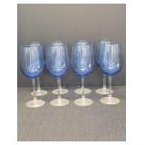 (8) Cobalt Blue wine glasses w/ clear glass stem
