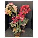 Decorative artificial flowers in metal, resin,