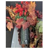 Artificial flowers, leaves, grapevine balls,