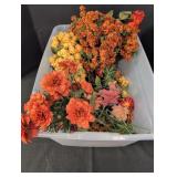 Artificial flowers yellow, rust, orange in