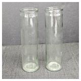 (2) Clear 8in Glass Vases