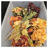 Deep Red/Orange Artifical Flowers w/ Plastic Tote