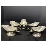 5 stainless steel gravy boats, similar design,
