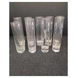 (9) clear glass bud vases lady golfer on one