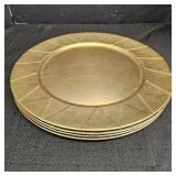 (4) Gold Metallic Triangle Design 13in Charger