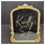 Gold Colored Framed Mirror w/ "Kindly Sign"