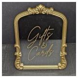 Gold Colored Framed Mirror Sign w/ "Gifts & Cards"