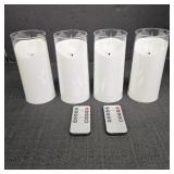 (4) Battery Operated Candles w/ 2 Remotes
