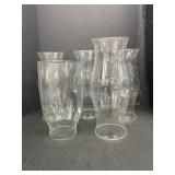 5 clear glass hurricane shades, 3 styles,