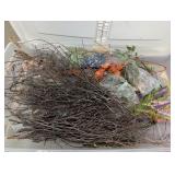 Artificial flowers, twigs, greenery in plastic