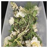 Cream Artifical Flowers w/ Plastic Tote