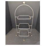 Chrome 3 square plate stand 23in tall
