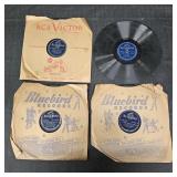 (4) Bluebird Records 78 RPM Phonograph Records
