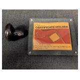 Brown bakelite Dome knob, visor certificate holder
