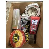 Tin & Metal Containers, porcelain clock