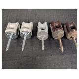 (5) porcelain insulators w/ galvanized steel lag