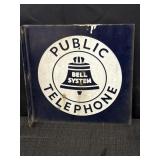Porcelain Bell System double-sided flange sign,