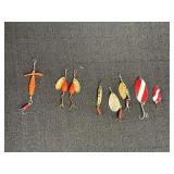 Variety of 8 fishing lures/spinners
