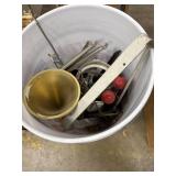 Bucket with brackets, funnel, light parts