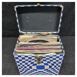 Variety of VTG 45 RPM Vinyl Records in Storage Box