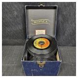 Variety of VTG 45 RPM Vinyl Records in Storage Box