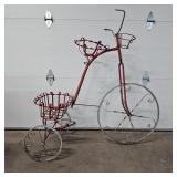 Decorative Red Metal Tricycle Plant Stand