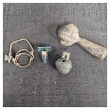 Various Antique Items: Metal Wire Bail Handle,