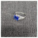 VTG Sterling Silver Ring w/ Rectangular Blue