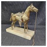Vintage Metal Horse Figurine w/ Red Gems
