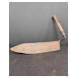 Ant. Cast-iron silage knife w/ wood handle