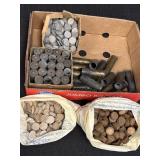 Vtg brass shotgun shell casings & associated